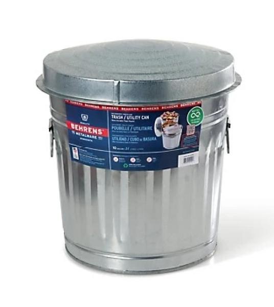 Garbage Pail 10gal Galv Steel w/